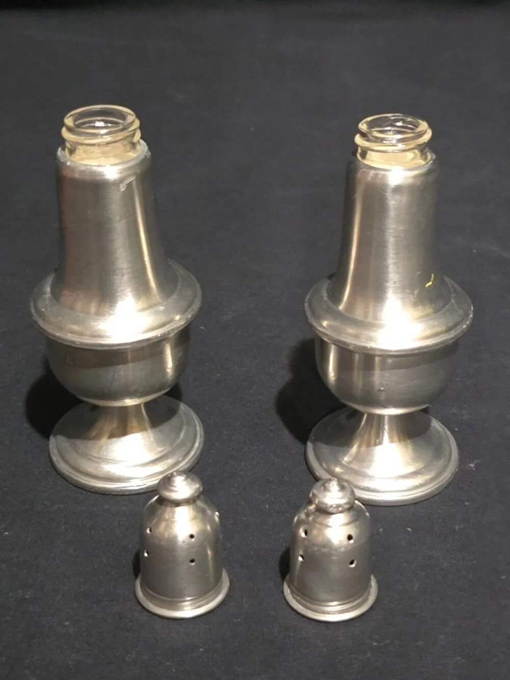 Vtg Empire Pewter Weighted Salt and Pepper Shaker Set #742